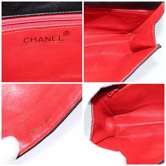 CHANEL Matelasse Chain Shoulder Bag Satin Black Gold CC Auth 113270AV - Picture 15 of 16